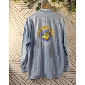 The Bulldog Amsterdam Men's Denim Button Up Long Sleeve Shirt Rare Vintage XL
